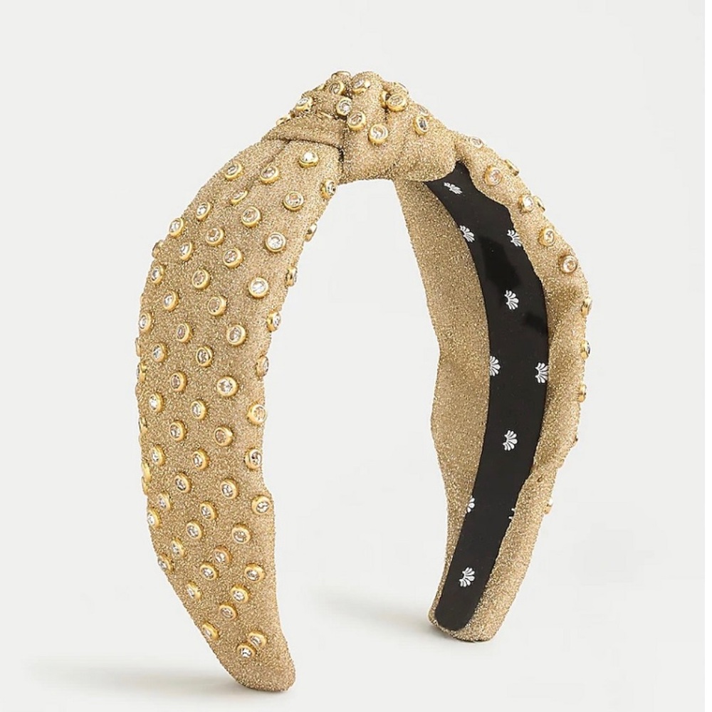 Lele Sadoughi X J.Crew knot headband with gold-plated crystal details